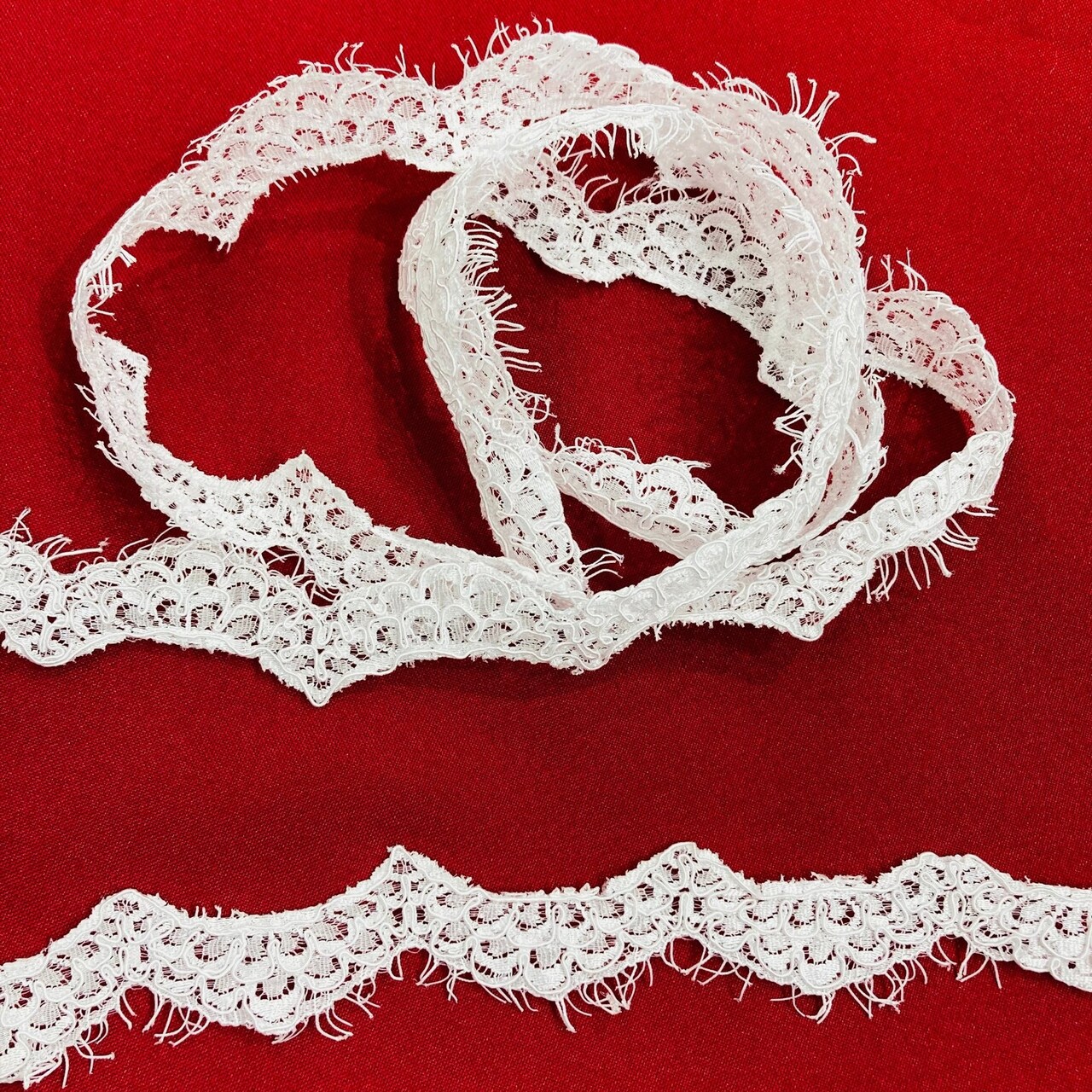 1 Yard Corded Eyelash Lace Trimming on Net Mesh ,1" Wide Decorative Lace Trim for Bridal, Quinceañera & Formalwear
